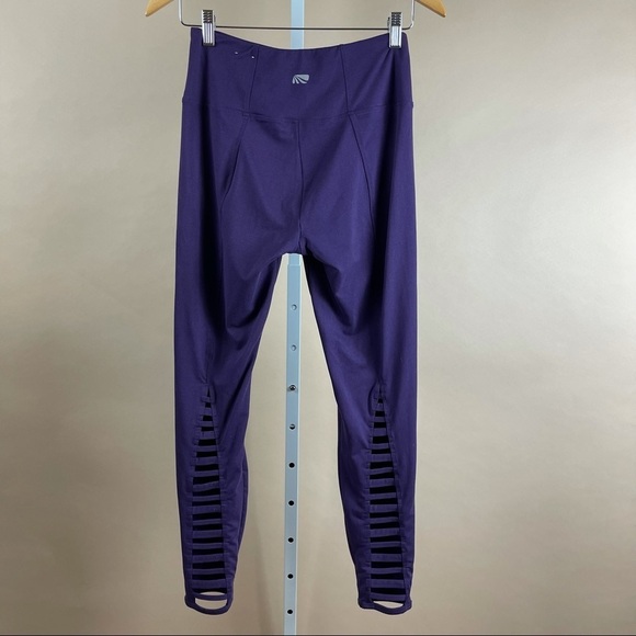 Marika Medium Yoga High Rise Cut Out Leggings Dark Purple Jewel Tone Workout - Picture 2 of 7